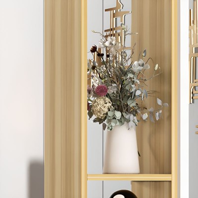 Merin – Natural Wood Room Divider with Shelves on Both Sides