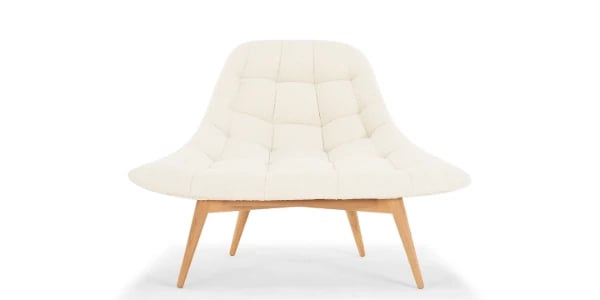 Elton Upholstered Natural wood chair White