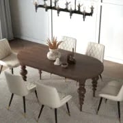 Picture of Elegant Black Oval Dining Table with Sculpted Legs