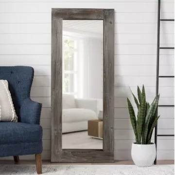 NeuType Rustic Solid Wood Mirror Full Length Mirror Floor Mirror Country Style