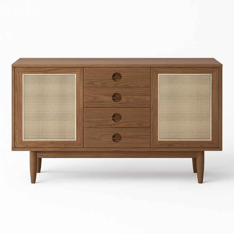 Classy - Natural wood with Rattan sideboard