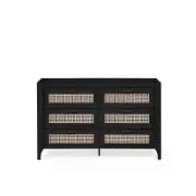 صورة زينو – خزانة واسعة  ب ٦   أدراج من الخشب الأسود والراتان