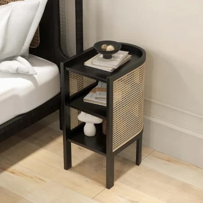 Picture of Klay Rattan Nightstand with natural wood
