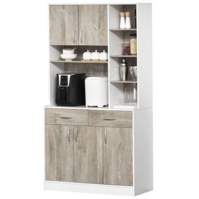 Silia Kitchen Unit – Natural Wood Design with Open and Closed Storage