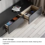 صورة وحدة تلفزيون لوناۤرا قابلة للتوسيع – خشب طبيعي مع 3 أدراج تخزين