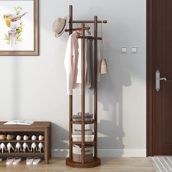 صورة آنتيك شماعة ستاند - خشب طبيعي