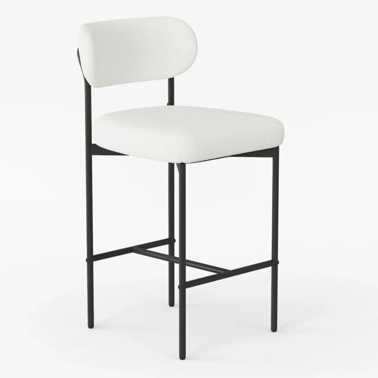 Vellor Upholstered Counter Stool – Black Frame