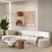 Picture of Luma Curved Natural Wood Floor Sofa – Artistic Elegance in Velvet