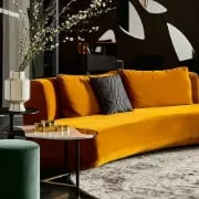 Picture of Timberline Orange Sofa Velvet Upholstered Sofa
