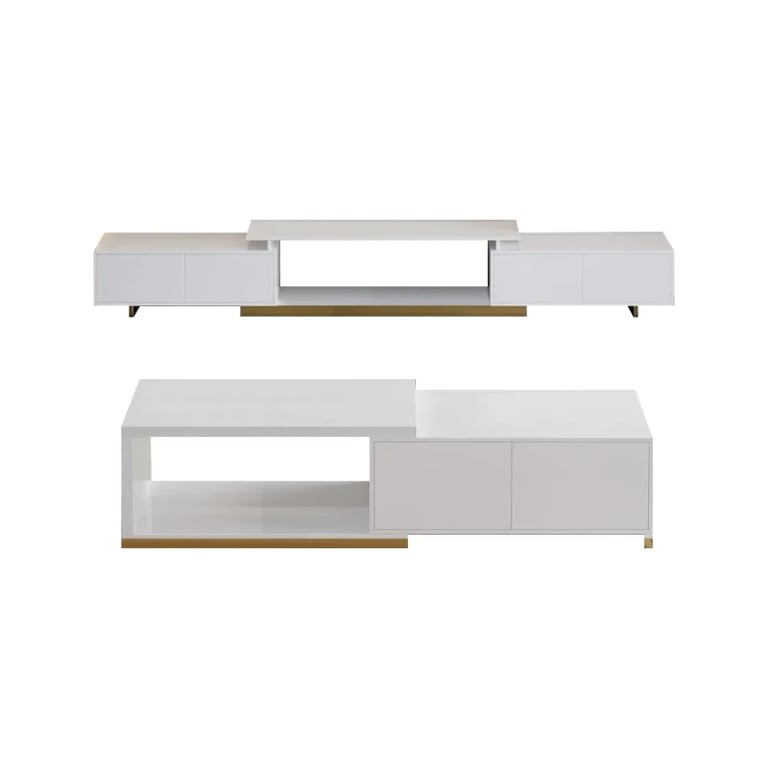 Ardena Living Ensemble – Natural Wood TV Unit & Table Set