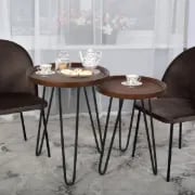 صورة طاولة جانبية حديثة خشب طبيعي هارڤ  - قطعيتن