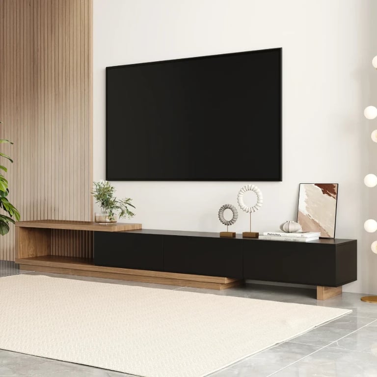 Mauro Media Set in Natural Wood & Black