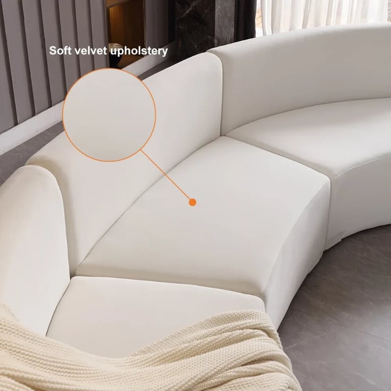 Picture of Luma Curved Natural Wood Floor Sofa – Artistic Elegance in Velvet