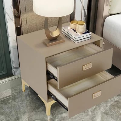 Renise – Modern 2-Drawer Nightstand in Natural Wood