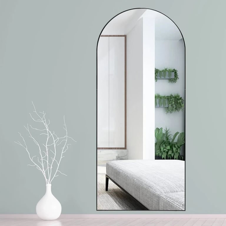 CONGUILIAO Full Length Mirror Arch Mirror Arched Floor Mirror Black Mirror leaner