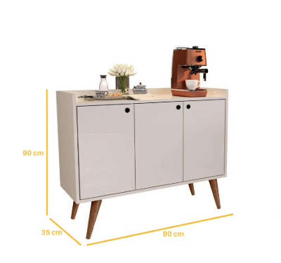 Varello – Modern Coffee Corner Cabinet with Natural Wood Legs