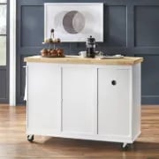 Moulden Small Kitchen Island with Wheels - Natural Wood