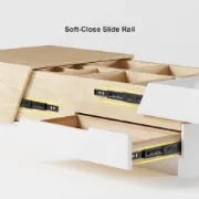 صورة فليكسو – طاولة قهوة من الخشب الطبيعي بسطح منزلق وأجزاء قابلة للتمديد مع وحدة تخزين