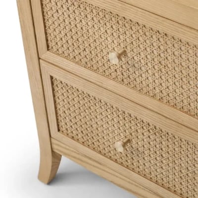 Rhea Natural woos & Rattan - Nightstand with 2 Drawers
