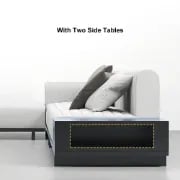 صورة كنبة ركنية على شكل حرف الـ كافالو – بقاعدة من الخشب الطبيعي