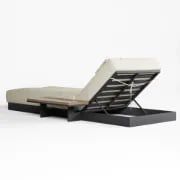Picture of Lorigin Wooden Outdoor Lounger with side table - Natural wood