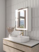 صورة تولين مرآة حمام بإضاءة ليد و خزانة