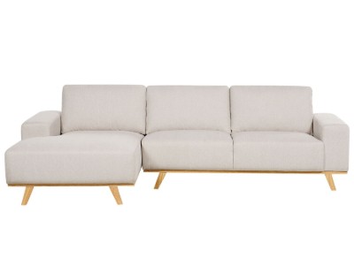 صورة كاربيوتر – كنبة ركنية على شكل حرف الـ  بقاعدة من الخشب الطبيعي