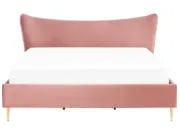 Velora Upholstered Bed – Padded Headboard with Gold Stainless Steel Legs