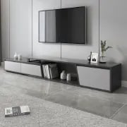 Nerio – Modern TV Unit Set made of Natural Wood with Extendable Design and Multi-Functional Coffee Table