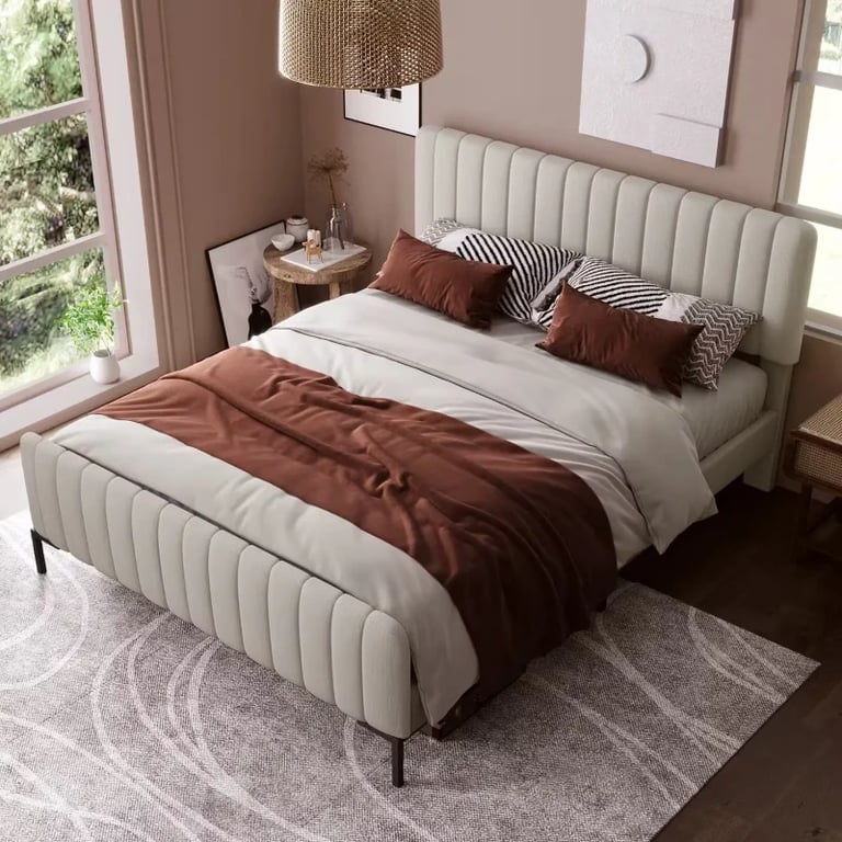 Vestra Channel Tufted Upholstered Bed-Natural Wood