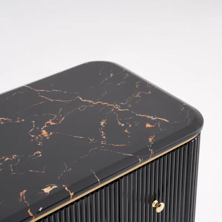 Vanity Dressing Table – Marble-Effect Top with Gold Legs