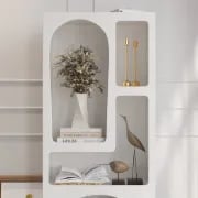 Picture of Moana bookcase with wooden shelf and storage areas - natural wood