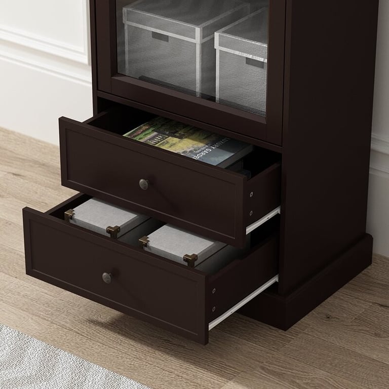 Liyan Glass Storage Cabinet – Natural Wood
