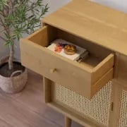 Renvo Sideboard – Natural Wood and  Rattan