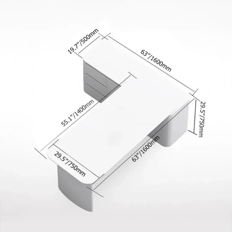 Picture of Jenesk – L-Shaped Natural Wood Desk with Drawers & Cabinet