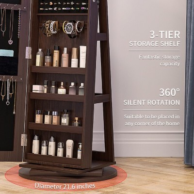 صورة وودي خزانة اكسسوارات ومجوهرات مع مرايا ستاند