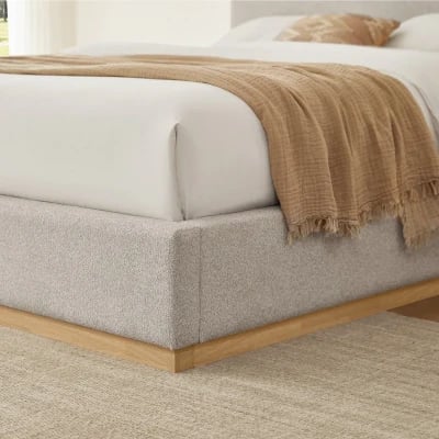 Lunessa Upholstered Queen Bed – Natural Wood