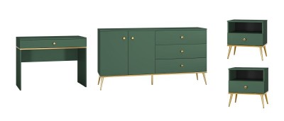 Picture of Aurelia Natural Wood Bedroom Storage Set – Brass Accents