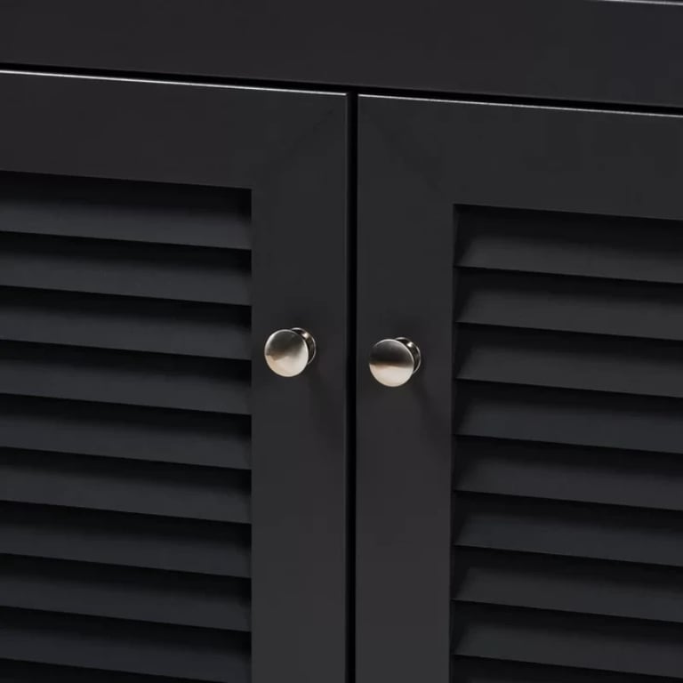 Dark Gray 12 Pairs Manufactured Wood Shoe Storage Cabinet