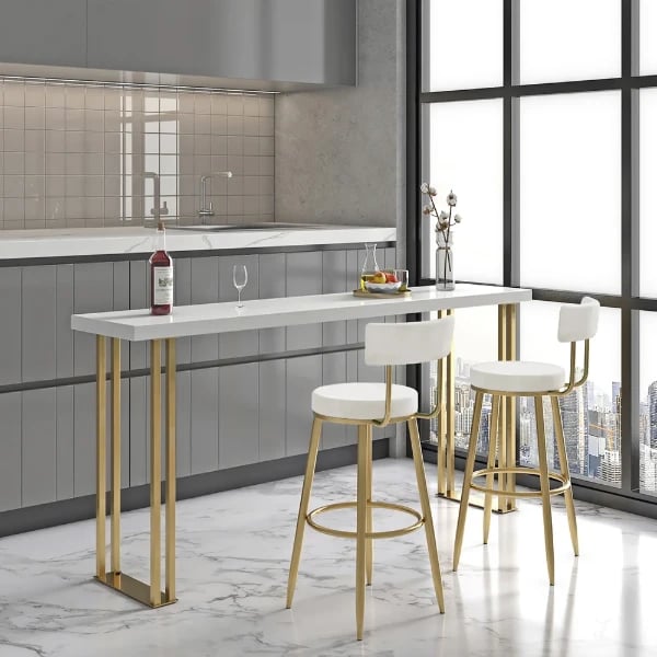 Élysée Bar Stool – Gold Frame with Padded Backrest