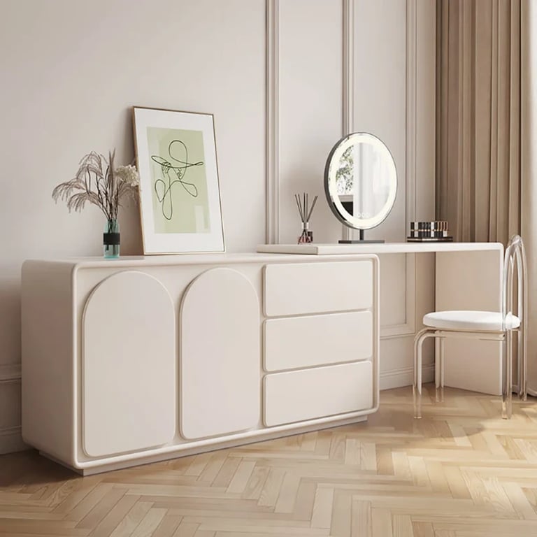 Arcadia Extendable Vanity Set – Natural Wood with Modern Storage Design
