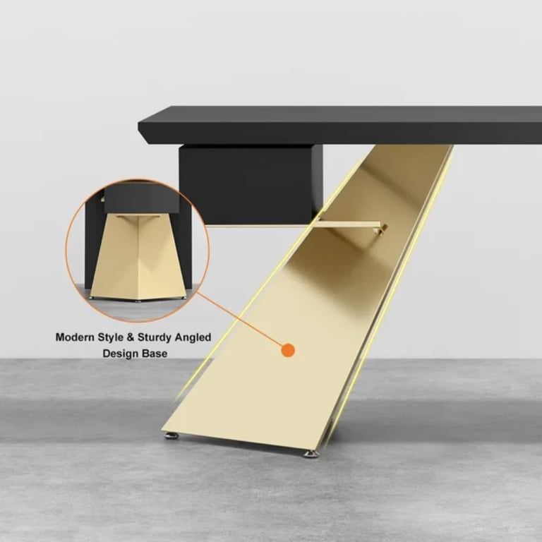 صورة رامفي – مكتب كتابة من الخشب الطبيعي مع إطار هندسي