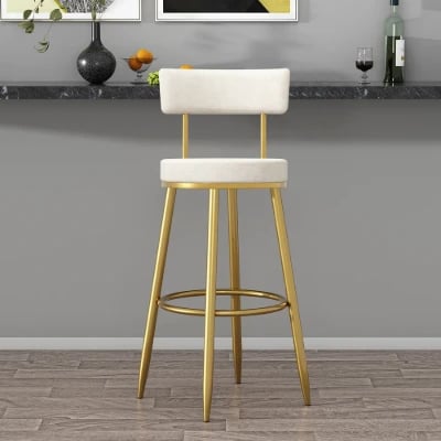 Élysée Bar Stool – Gold Frame with Padded Backrest