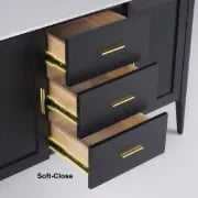 Lisco Sideboard – Natural Wood with Marble Top and Golden Handles