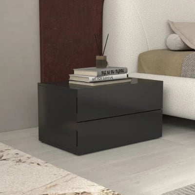 Lyra Nightstand – Minimal Natural Wood Design with Dual Drawers