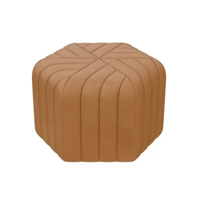 Maven – Upholstered ottoman with a simple and elegant design and a natural wood frame.