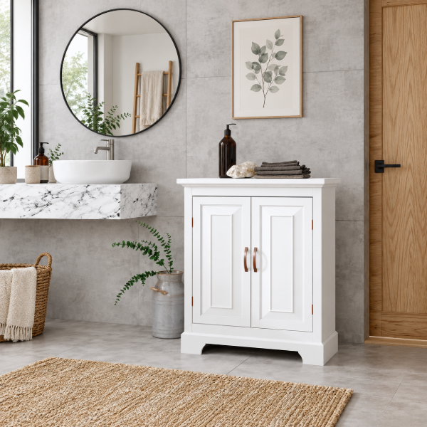 Picture of Eloria – Natural Wood Bathroom Floor Cabinet with 3 Shelves