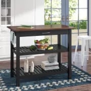 Moppi Solid Wood kitchen Island With Shelves