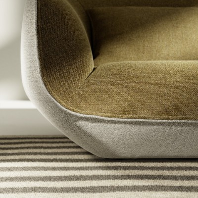 Modara – Dual-Tone Lounge Sofa with Natural Wood Base