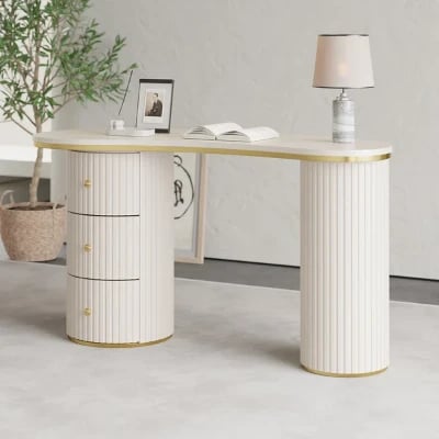 صورة هيتاتشي – مكتب مكتبي من الخشب الطبيعي مع قاعدتين جانبيتين